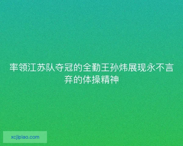 率领江苏队夺冠的全勤王孙炜展现永不言弃的体操精神